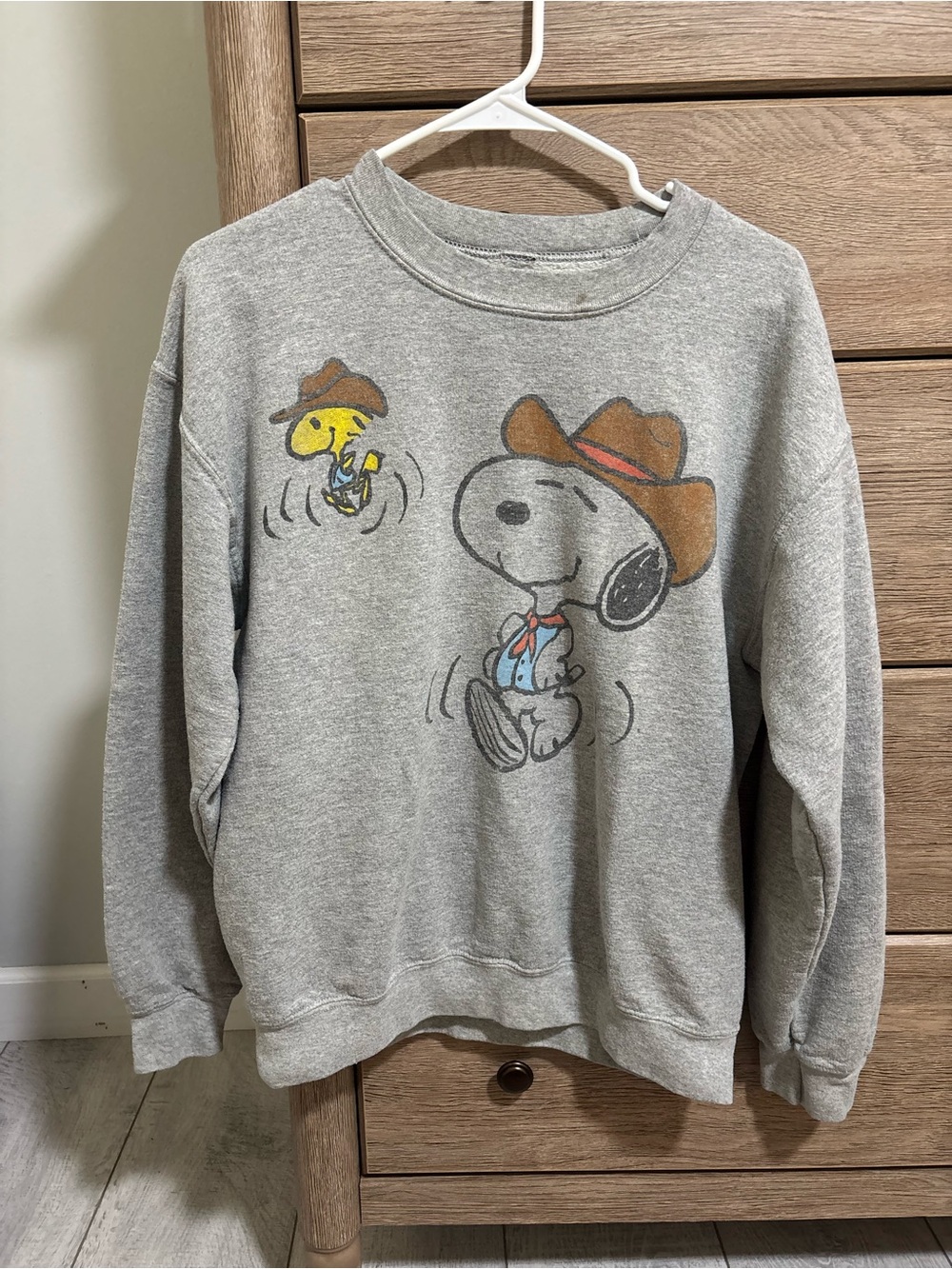 Peanuts Gray Graphic Snoopy & Woodstock Crewneck Sweater